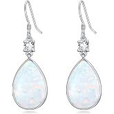 Gemstone Dangle Drop Earrings, 925 Sterling Silver Gemstone Drop Dangle Earrings Jewelry Gift for Women Mom