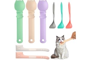 AURAMEILON Cat Treat Dispenser Cat Treat Spoon Squeeze 8PCS Lickable Cat Holder with Cat Strip Feeder Spoon and Temptations Licky Treats Happy Cat Tube and Squeeze Up Cat Food Spoons for Wet Food (Cat Head)