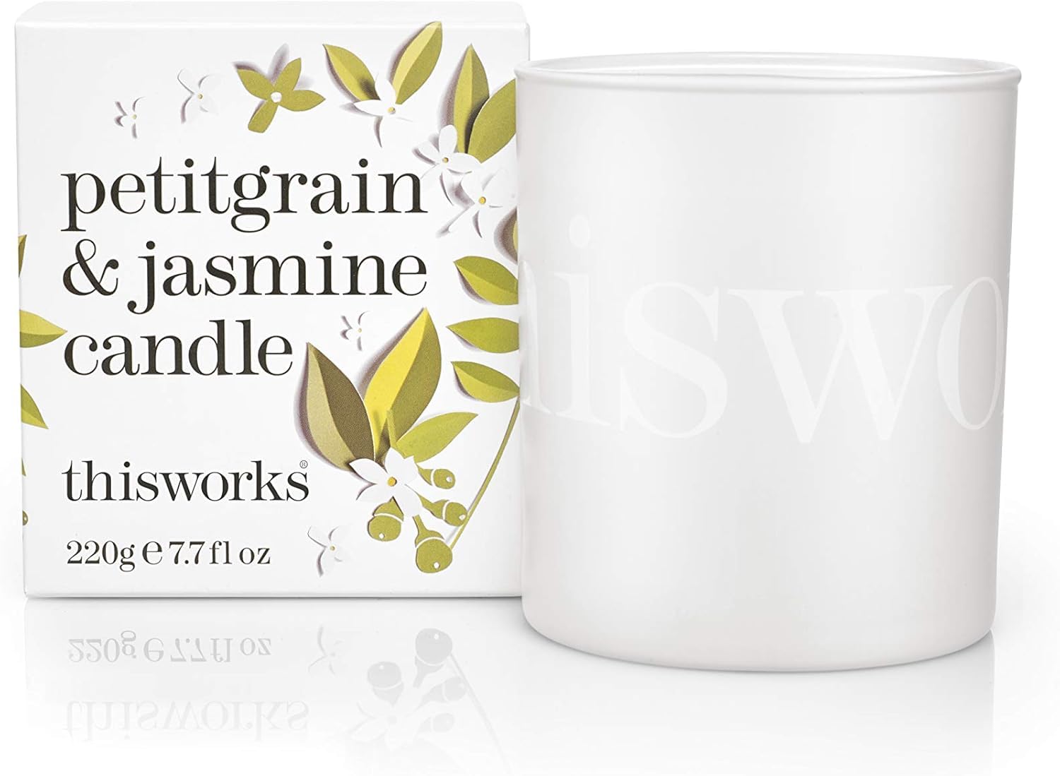This Works Petitgrain and Jasmine Candle, 220 g - Luxury Candle Enriched with Essential Oils - Hand Poured Scented Candle with a 40hr Burn Time for an Opulent Aromatherapy Experience