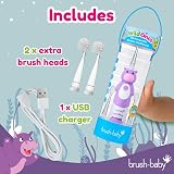 Brush-Baby Rechargeable Electric Toothbrush Kids 0-10 Hippo Design 2 Heads view 3