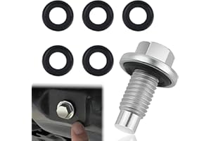 KoiLuvGo M12x1.75 Oil Drain Plug with 5PCS Oil Drain Plug Gasket, Stainless Steel Sump Drain Nut Bolt Anti Leakag Replacement