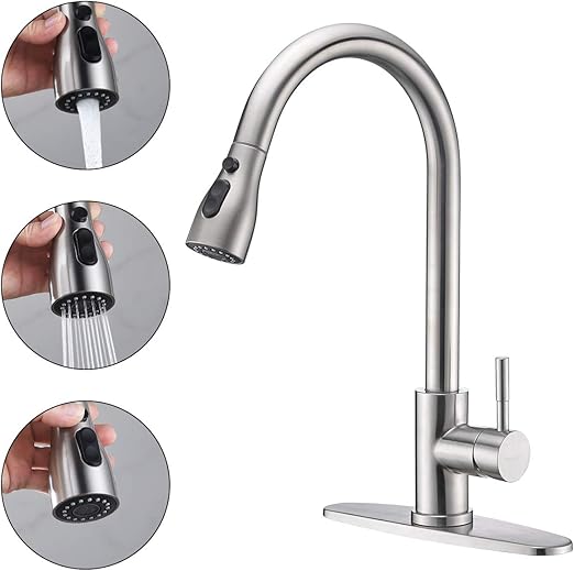 Keonjinn Stainless Steel Kitchen Faucets High Arc Single Handle