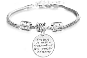 YEEQIN Grandmother Gift Bracelet From Grandson Grandmother Bracelet Grandma Gift Christmas Grandmother and Grandson Love Forever Charm Bracelet