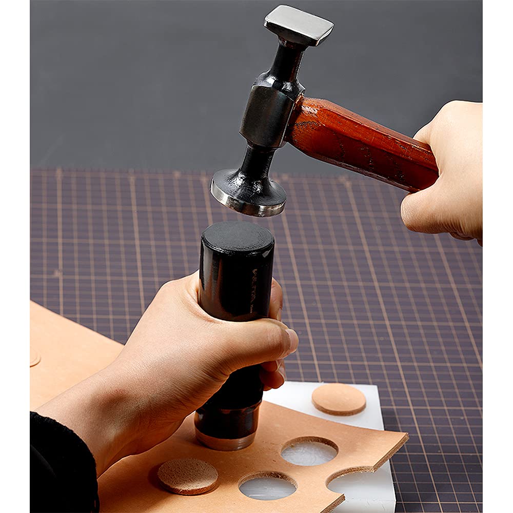 WUTA Leather Hammer Double Head Cobblers Hammer Mirror Polishing Carbon Steel Mallet for Professional Leather Craft Tool