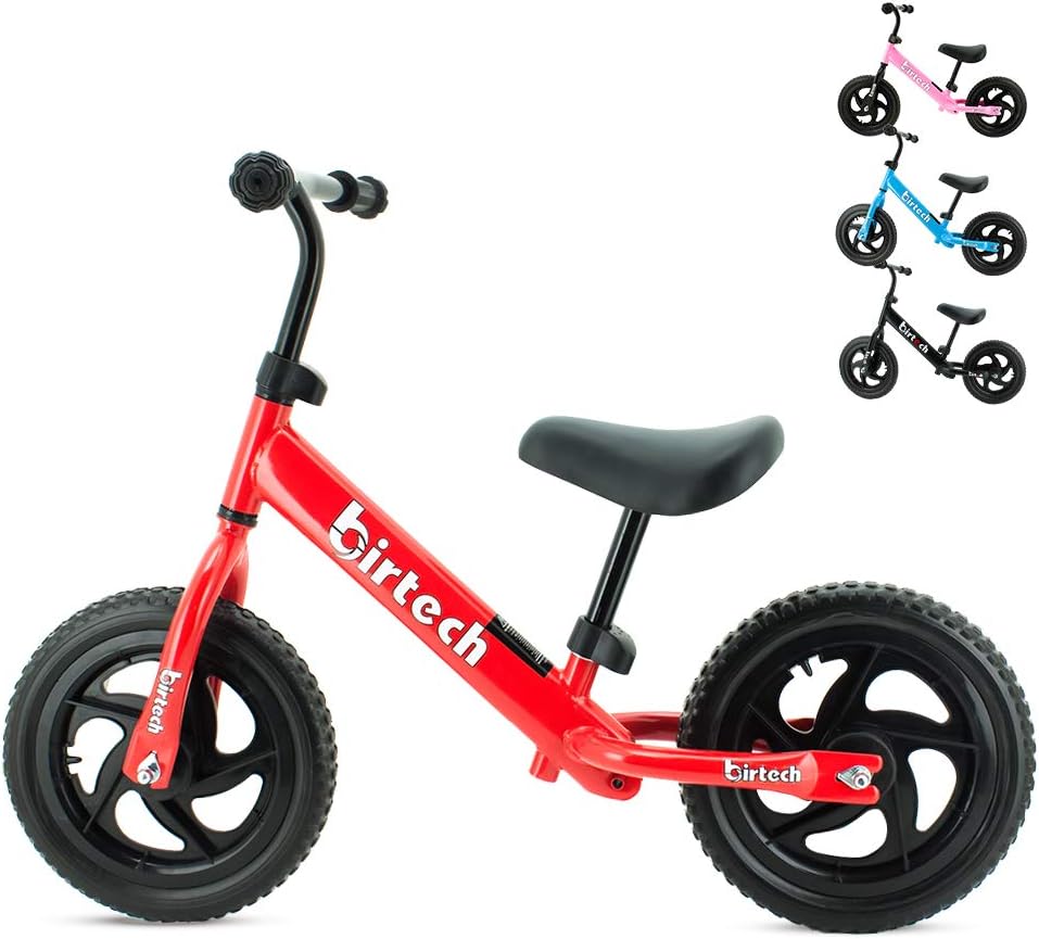 12" Balance Bike, No Pedal Sport Training Bicycle Carbon Steel Frame Balance Bike Training Bicycle Walking Bicycle for Kids Toddlers Boys Girls 2- to 6 Years Old (Red)