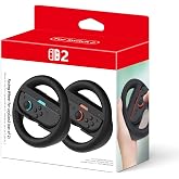 pdobq Switch 2 Steering Wheel for Nintendo Switch2 JoyCon, Racing Steering Wheels for Nintendo Mario Kart World, Switch Mario Kart Wheel Race Game Grip, Switch 2 JoyCon Accessories Gift, 2 Packs