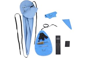 Andoer Saxophone Cleaning Care Kit Belt Thumb Rest Cushion Reed Case Mouthpiece Brush Mini Screwdriver Cleaning Cloth (Blue)
