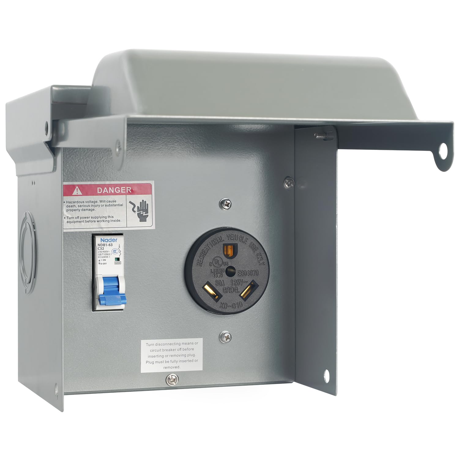 Photo 1 of Kinchoix 30 Amp RV Power Outlet Box Temporary Power Outlet with Breaker Outdoor Breaker Box Pre-Wired Electrical Panel for 125/250V RV/EV Camper Plug Trailer Motorhome Electric Car Generator