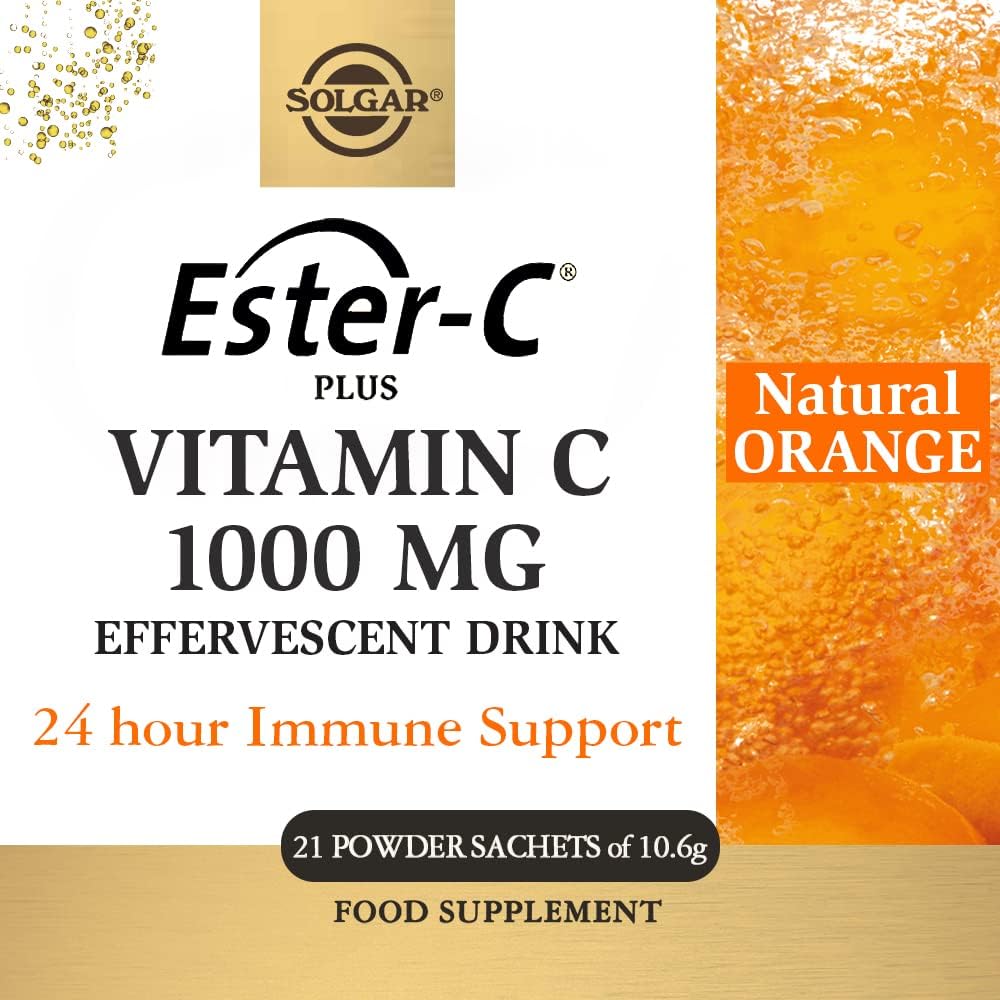 Solgar Ester-C Plus Effervescent 21 Sachets Immunity Support with B-Vitamins