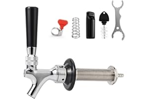 Dbgogo 4-1/8'' Draft Beer Faucet Shank, 1/4'' Beer Line Barb No Leak No Drip No Stick Stainless Core Kegerator Brew Tap Beer Shank Dispenser Self-Closing Spring Tap Brush Spanner Wrench Hose Clamp