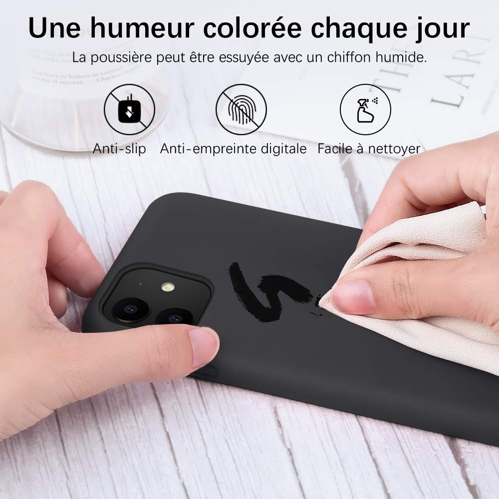Gorain Coque pour iPhone 11, Silicone Liquide Housse de Téléphone Protection Antichoc Anti-Slip Etui Case pour iPhone XI 6.1 Pouces - Noir