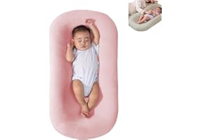 LBHGRMF Baby Lounger Pillow, Bionic Design Baby Nest Sleeper Baby Lounger for Newborn 0-24 Months, Soft Organic Cotton Breathable Lounger Pillow for Infants (Light Pink 0-24 Months)