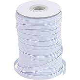 Flat Elastic Band for Sewing, 1/4 inch 50 Yards High Elasticity White Elastic Cord Elastic Rope Knit Elastic Spool for Sewing