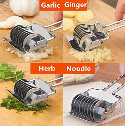 MIAO JIN 4 Pcs Stainless Steel Pasta Noodle Cutter Noodle Lattice Roller Spaghetti Maker Dough Cutter