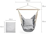 VonHaus Hanging Chair Outdoor Grey Garden Swing Seat 1 Seater Rope view 6