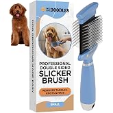 Double-Sided Slicker Brush for Dogs, Long Pin Detangler, Doodles (Small) | Dog Brush for Shedding, Dematting, Removes Loose Fur &amp; Mats, Gentle for Goldendoodles &amp; All Coat Types, Puppies