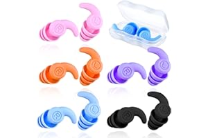 Wettarn 5 Pairs Ear Plugs for Swimming Waterproof Silicone Reusable Swimming Earplugs Noise Canceling Earplugs with Case for 