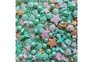 Homankit Mermaid Sprinkle Sweets Sprinkles for Baking Dessert Cupcake Cake Topper Starfish Shell Pearl Mermaid Candy Mix 3.53 Ounces Green