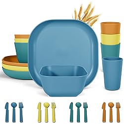 afcevnlb 24 Piece Wheat Straw Square Dinnerware