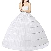 DASELEA 6 Hoops Petticoat, Lace up Crinoline Petticoats for Women, Fluffy Petticoat Skirt, Slips Long Petticoat Underskirt
