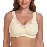 Women's Wireless Plus Size Lace Bra Full Coverage Unlined Minimizer Bra Comfort Cotton