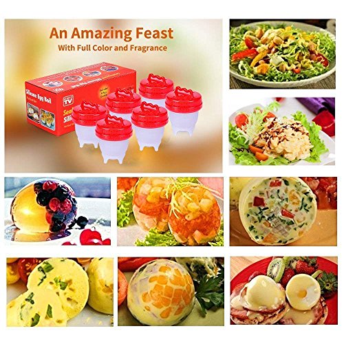 BoxLegend Egg Cooker Cups Hard Boiled Egg Maker Nonstick Silicone Eggs Boiler Cookers Without Egg Shell -Upgrade 6 Packs