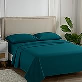 Carressa Linen 100% Egyptian Cotton Queen Sheet Set - 600 Thread Count Egyptian Cotton Queen Sheets Set (4 PC, Peacock Teal), Ultra Soft, Cooling, 16" Deep Pocket Sateen Weave Luxury Hotel Bed Sheet