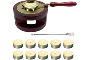 MINGYUESKY Wax Seal Warmer Kit Melting Furnace Tool with Spoon and Stir Stick, Tealight Candles Set for Wedding Wax Envelope Seal Stamp (Redwood B)