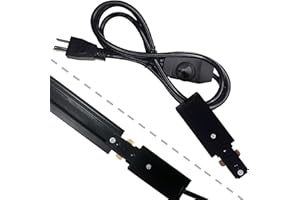 Bravsekai Track Lighting Live End Cord Kit with Dimmer Switch, 4.92FT H Track Live End Feed Connector, Suitable for H Type Single Circuit 3-Wire-1 Track Lighting Systems