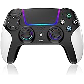 Wireless Controller for PS5 with RGB LED,TURBO, Dual Vibration, 6 Axis Gyro Sensor, Touchpad, Ergonomic for Playstation 5 Controller, Compatible with PlayStation 5/PC/Mac, Anti-Slip Black and White
