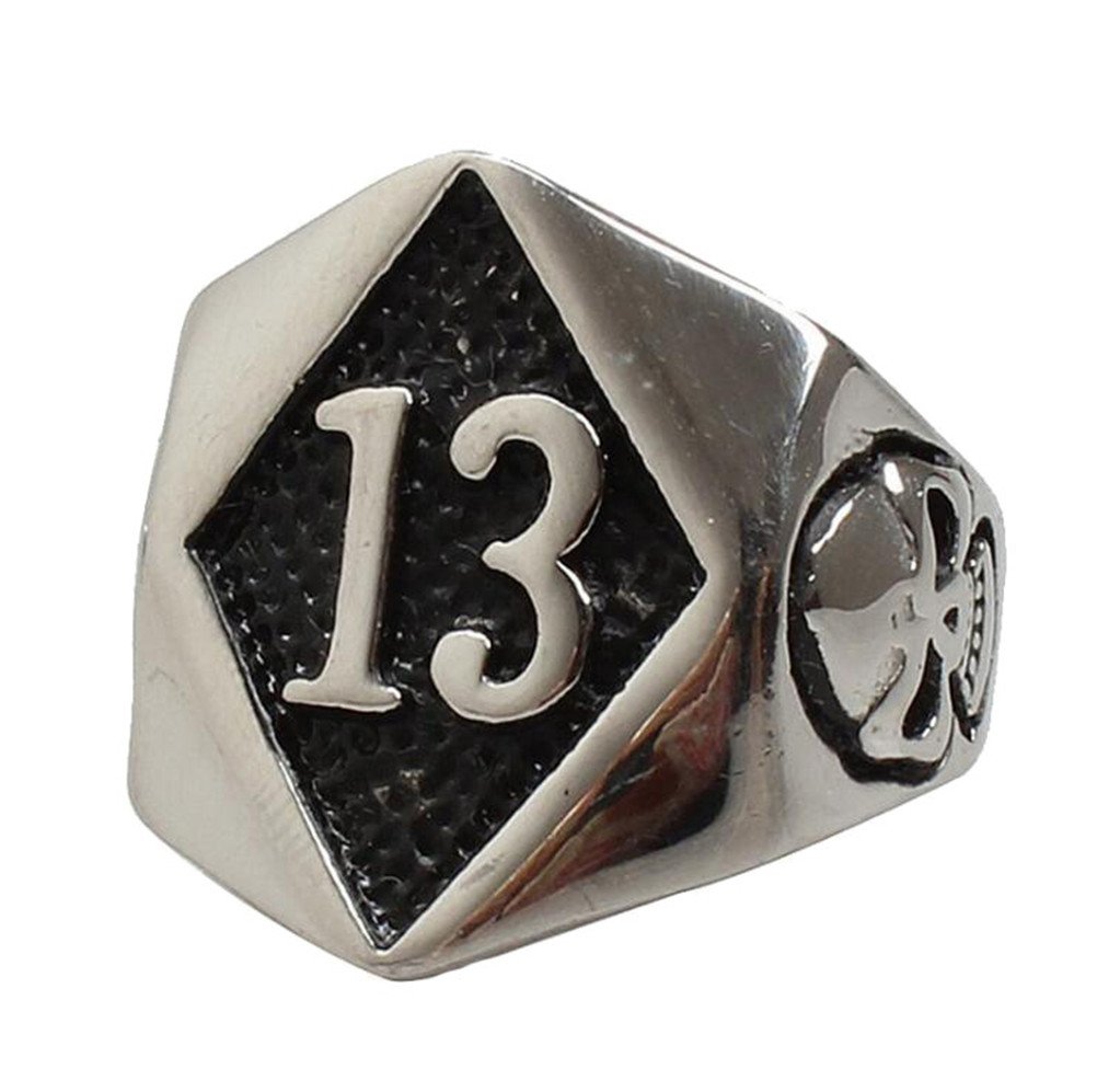 PAURO Anillo de motociclista de motocicleta con calavera malvada de acero inoxidable para hombre, talla 14, color plateado