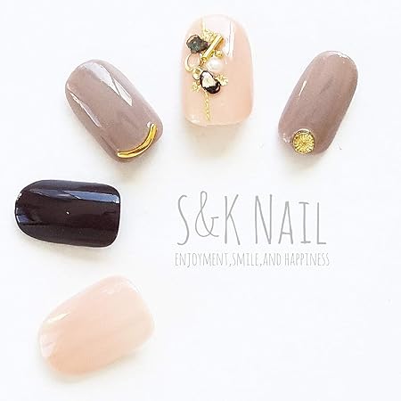 Amazon ネイルチップ ショート グレーベージュ シェル 日本製 ハンドメイド ネイルエナメル仕上げ 9サイズ計26枚入り Amazon限定 S K Nail S K Nail ネイルチップ 通販