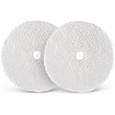 SPTA Microfiber Cutting Pads, Pads 2Pcs 5Inch 125mm Microfiber Finishing Disc Soft Wax Removal Pad for Dual Action Car Polisher Finishing Polishing Waxing -MPBFS5W-2
