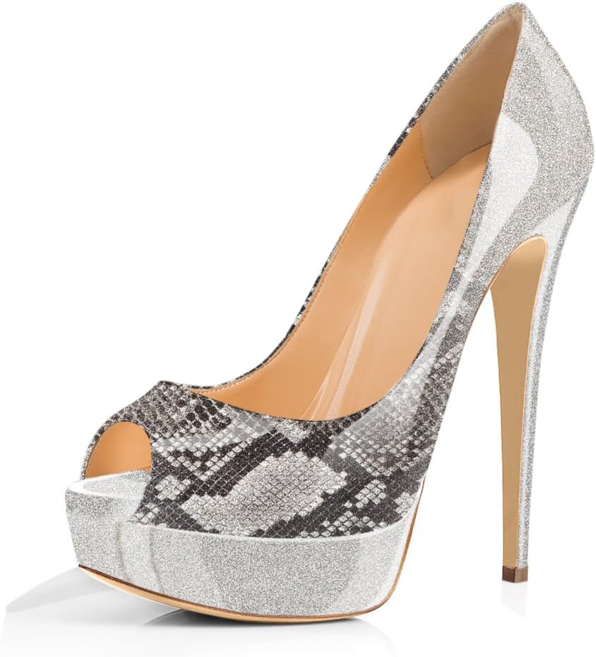 Joogo Women Peep Toe Pumps Platform Thin Heel Stiletto Sandals Wedding High Heels Slip On Dress Shoes