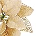 Osiga (Pack of 12) Glitter Poinsettia Christmas Tree Ornaments,Christmas Decorations Flower (Gold)