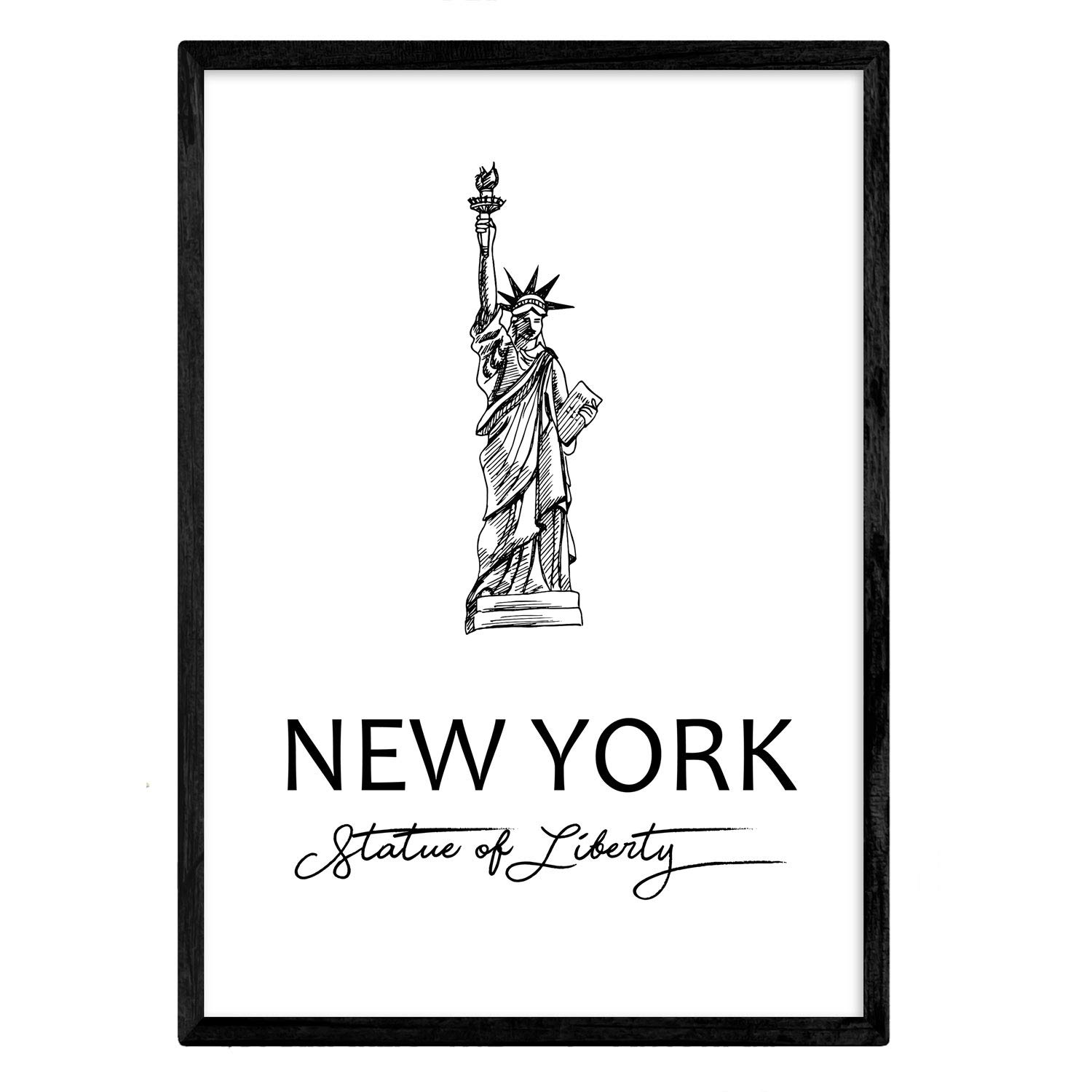 Nacnic Poster New York - Statue of Liberty. Sheets with monuments of cities. A3 size