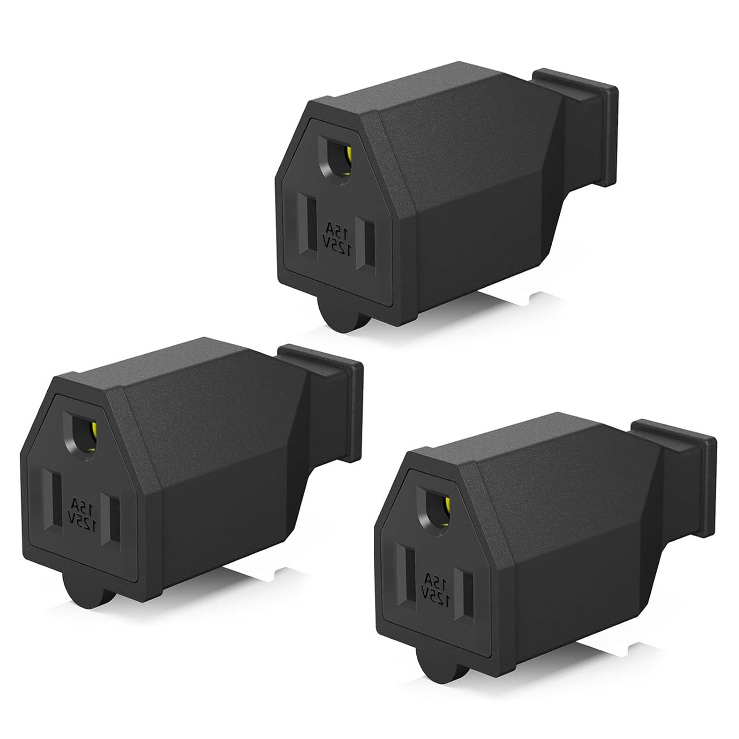 Photo 1 of 3Pack Straight Blade Plug, 2 Pole 3 Wire 125V 15A Grounding Plug Female Extension Cord Ends Replacement Electrical Plugs Connectors End Black