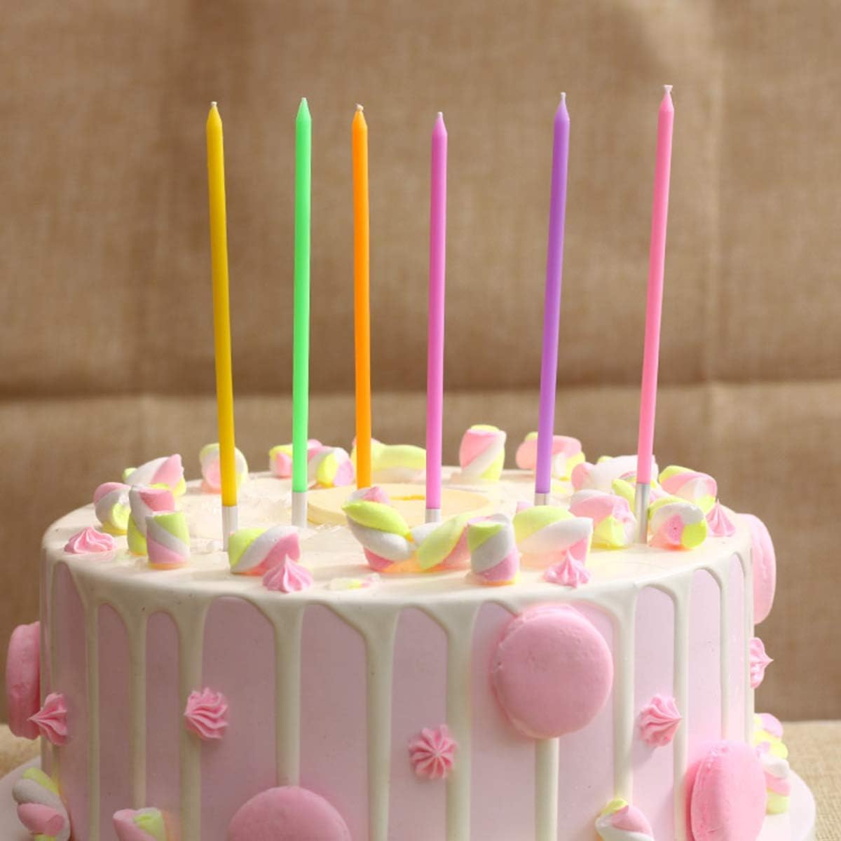 IronBuddy 30 Count Cake Candles Long Thin Cake Candles Metallic Birthday Candles in Holders for Party Wedding Birthday Cake Decorations (Rainbow Color-2): Home & Kitchen