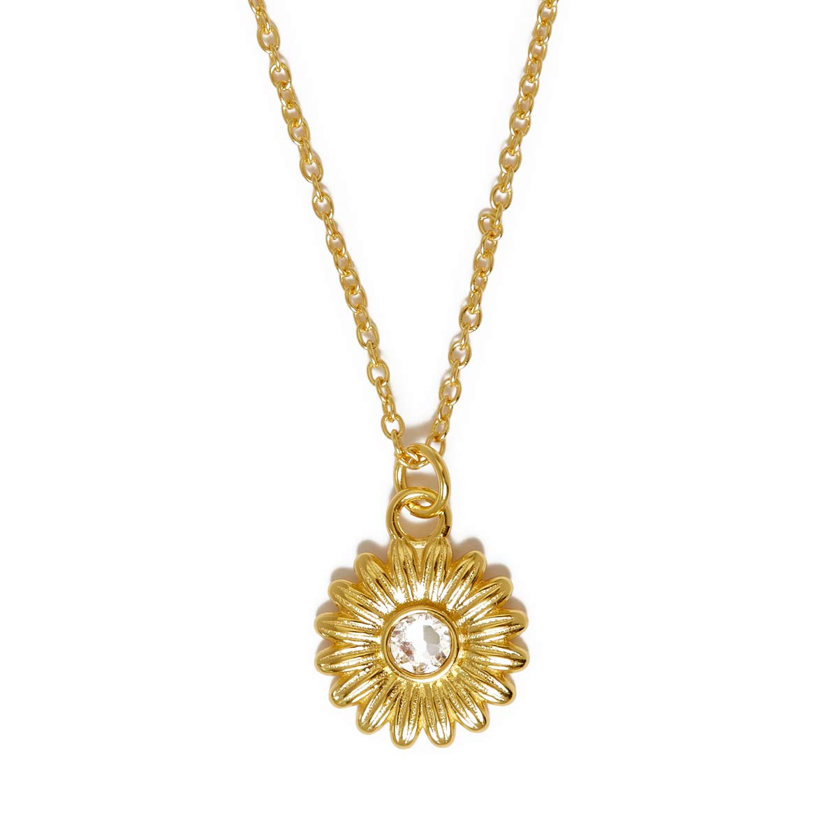 Annie Oak Womens 18K Gold Plated 925 Silver Daisy Necklace Princess Length