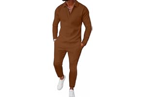 Bealin Mens Track Suits 2 Piece Outfits Casual Knit Jacquard Long Sleeve Zip Golf Shirt Joggers Sweatpants Sets Sweat Suit