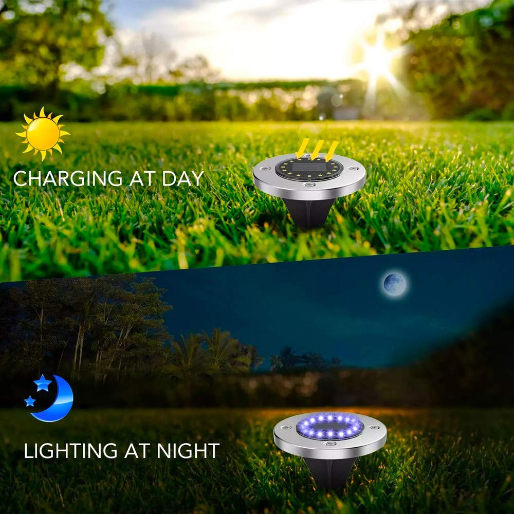 Solar Garden Lights,8LED Outdoor Lights for Yard Pathway Walkway - Warm White (4 Pack)