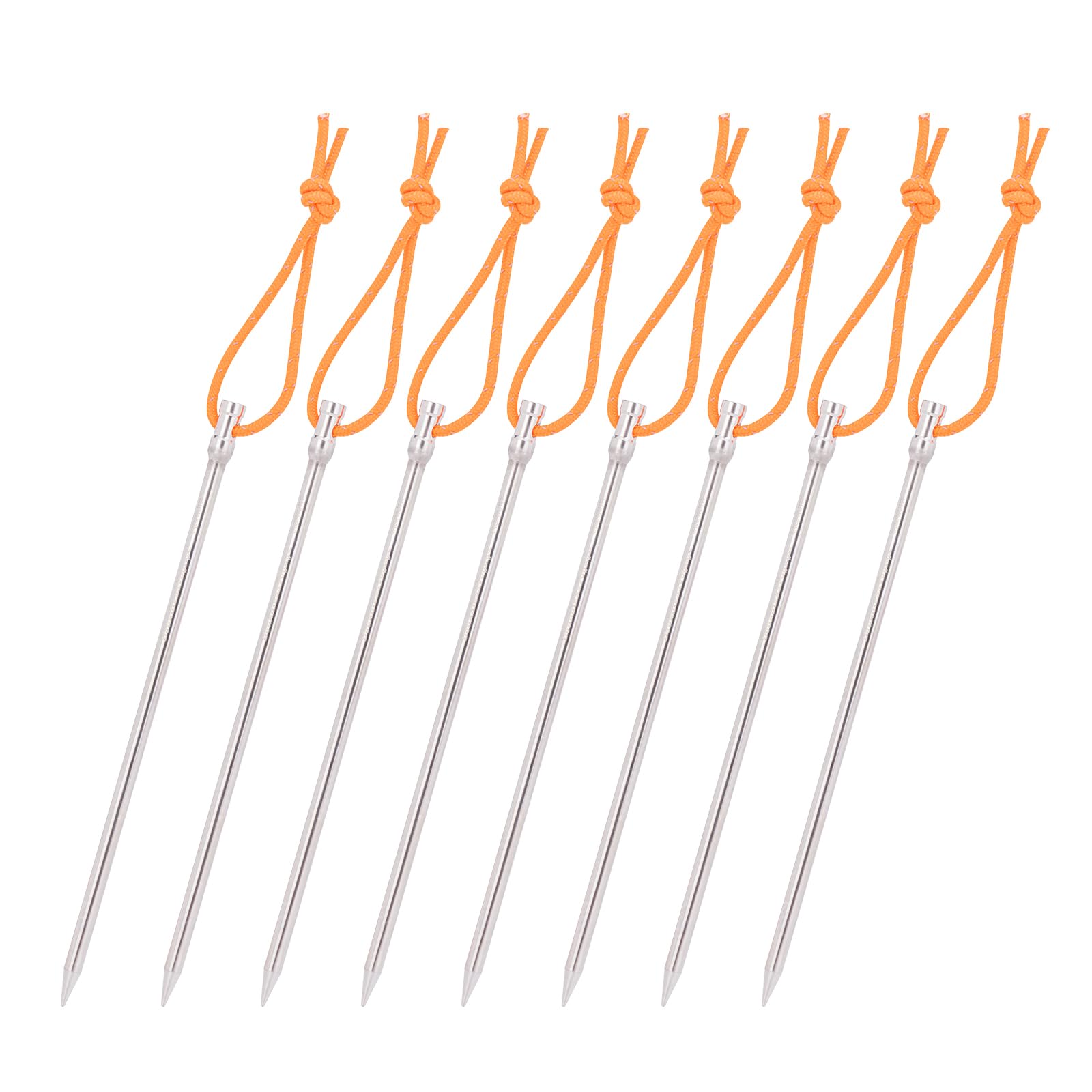 iBasingo 8 pcs/lot Titanium Alloy Tent Pegs 165mm Ultralight Tent Stakes Heavy Duty Tent Nails Outdoor Camping Awning Ground Pins Tent Accessories with Rope only 16g/pc Ti4005P