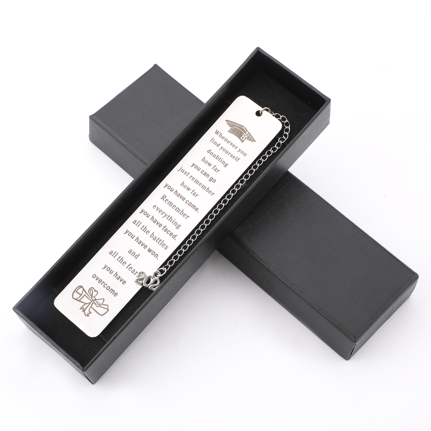 Graduation Bookmark 2024, Stainless Steel Metal Graduation Gifts Bookmark with Pendant High School Senior Gifts College Inspirational Graduation Present Bookmark for Classmates Students