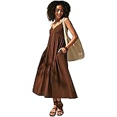 SKAYS Women's Maxi Long Dress Summer Spaghetti Strap Flowy Sleeveless A-Line Beach Vacation Dress with Pockets