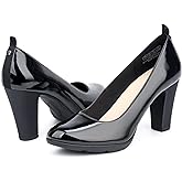 JENN ARDOR Women's Pumps Chunky Heels Platform Shoes Comfort Round Closed Toe Block Heel Pumps Dress High Heeled Office Shoes for Ladies More Than 3 inch Heel