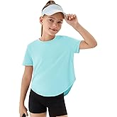 Haloumoning Girls Athletic Shirts Kids Short Sleeve Quick Dry Active Sports Tops Tees 5-14 Years