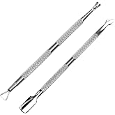 HIFAU Professional Cuticle Pusher and Cutter, Cuticle Trimmer &amp; Cuticle Remover, 2-Piece Manicure Tools Set for Fingernail and Toenail