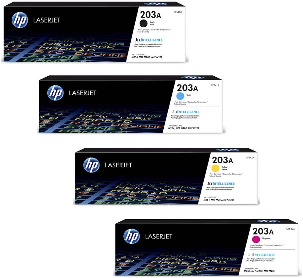 HP 203X Toner Cartridge Set Black Cyan Magenta Yellow for Color LaserJet Pro