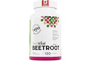 PlantVital Organic Beetroot 1400mg per day -Made in Canada, Health Canada Licensed- Antioxidant Beet Root Supplement - Protec