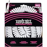 Ernie Ball Coiled Instrument Cable, Straight/Angle, 30ft, White (P06045)